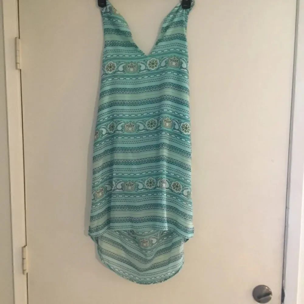 Baby Blue Print Hi-Lo Tunic Tank Top Sz M